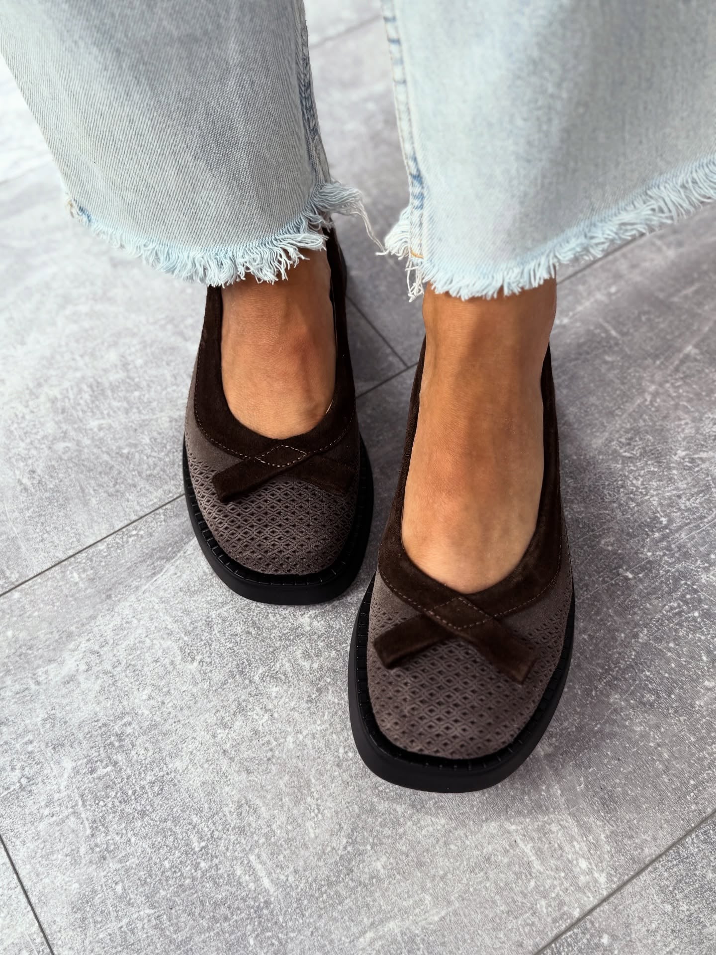 Mesh Platform Loafers With Bow Accent