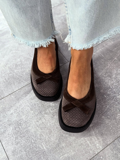 Mesh Platform Loafers With Bow Accent