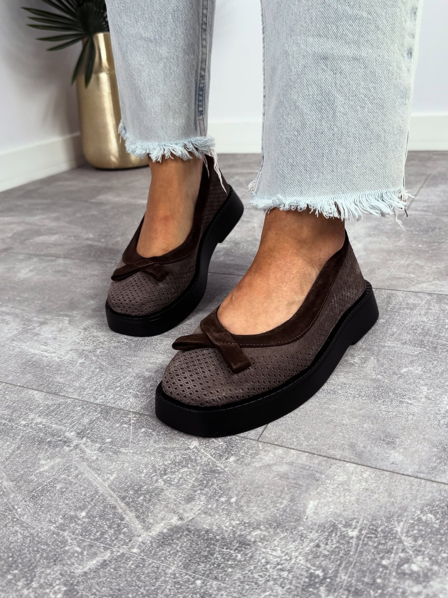 Mesh Platform Loafers With Bow Accent