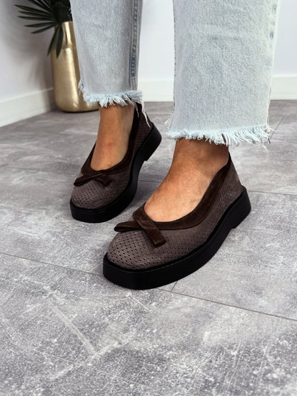 Mesh Platform Loafers With Bow Accent
