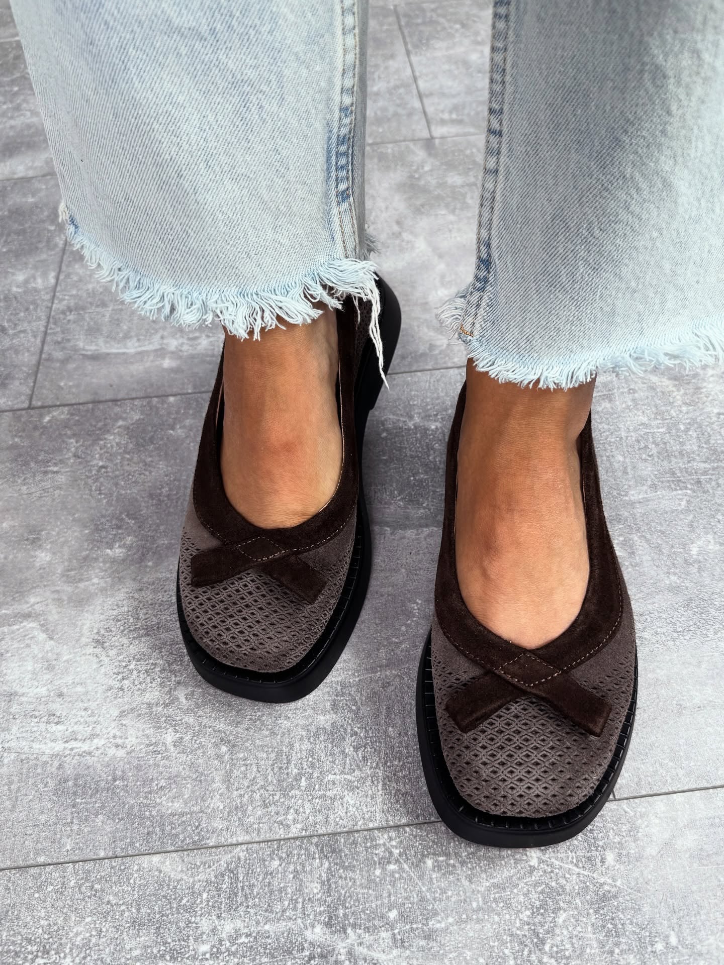 Mesh Platform Loafers With Bow Accent