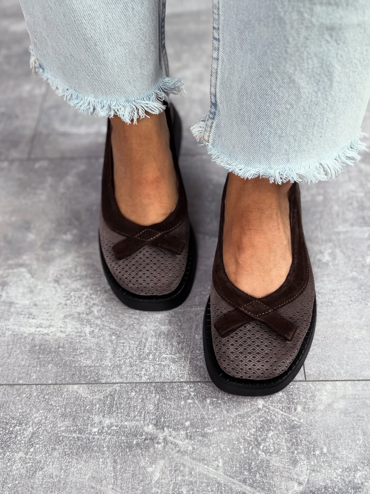 Mesh Platform Loafers With Bow Accent