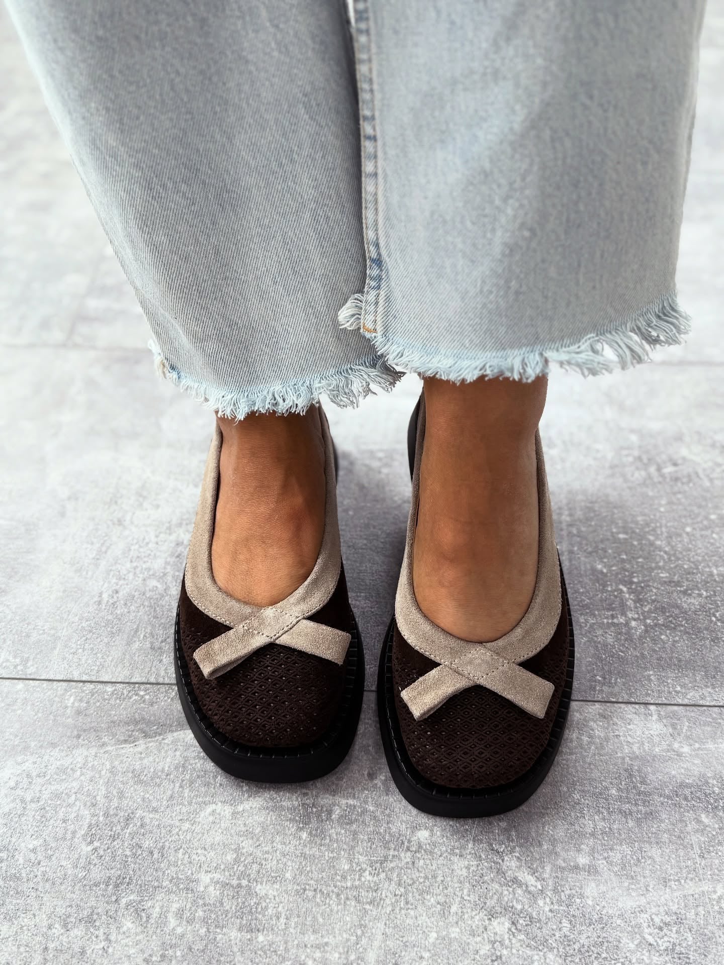 Mesh Platform Loafers With Bow Accent