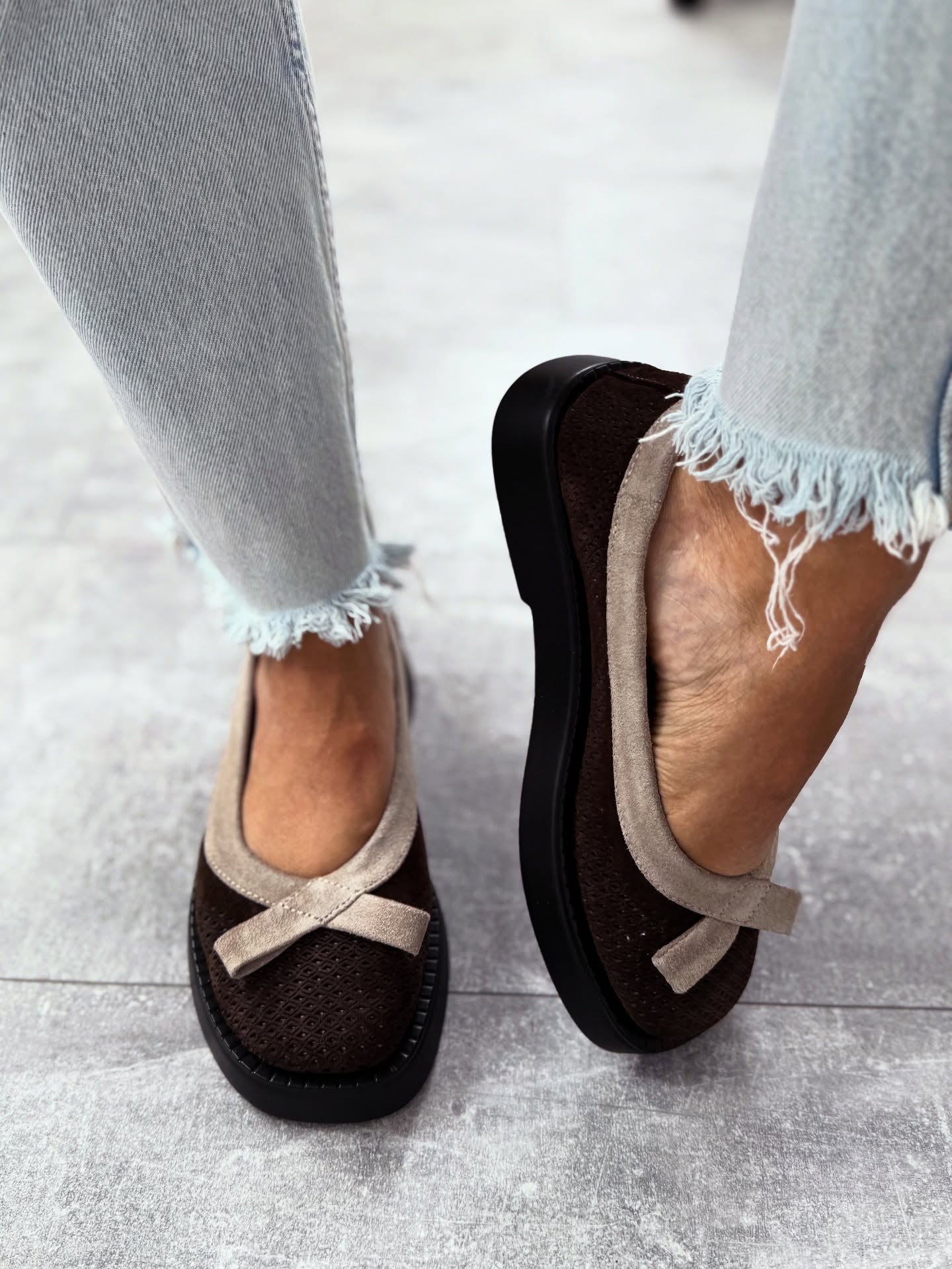Mesh Platform Loafers With Bow Accent