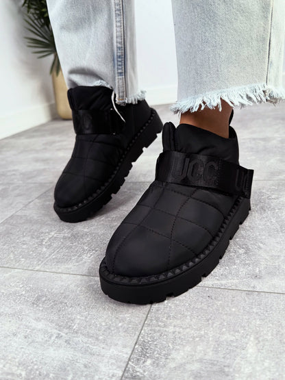 Black Tech-Wit Platform Boots With Velcro Strap