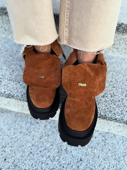 Suede Lug-Soled Chelsea Boots