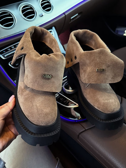 Suede Lug-Soled Chelsea Boots