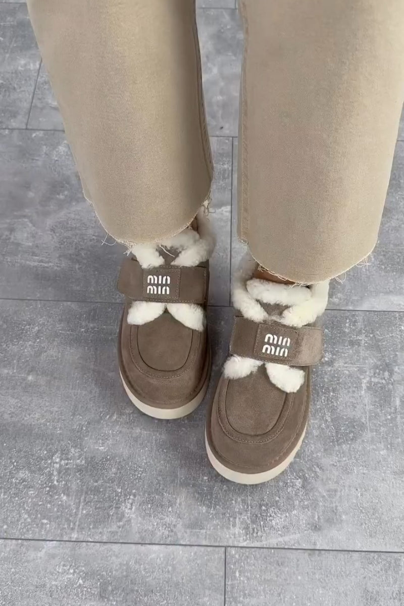 Faux-Fur Trim Platform Moccasin Boots