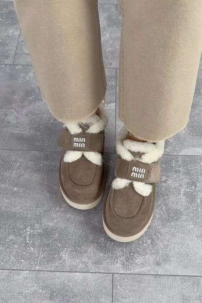 Faux-Fur Trim Platform Moccasin Boots