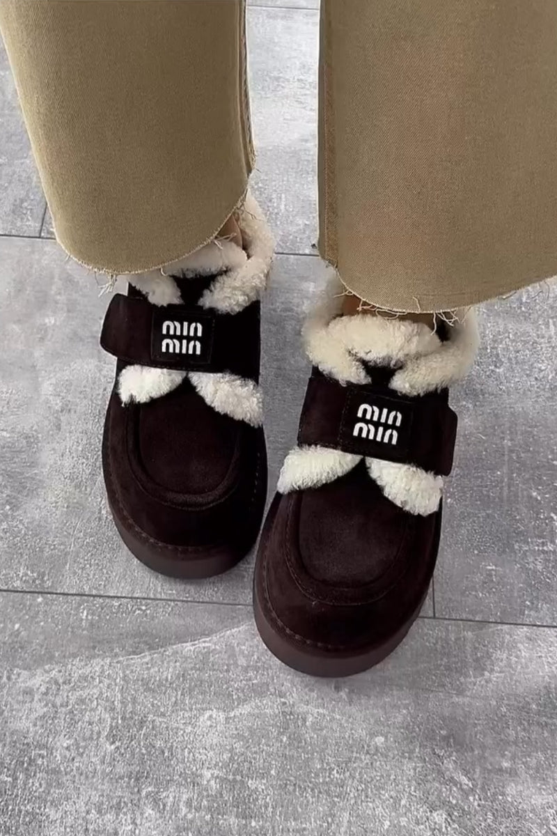 Faux-Fur Trim Platform Moccasin Boots