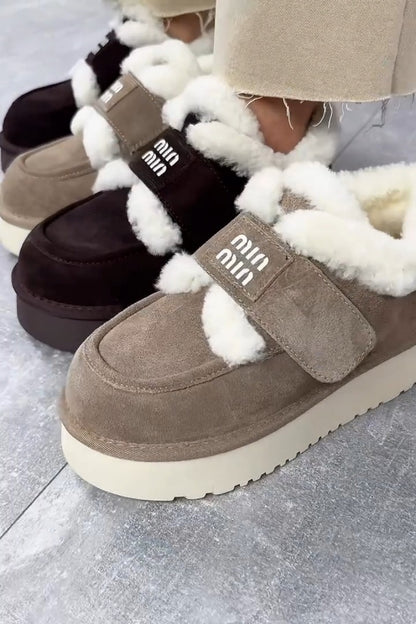 Faux-Fur Trim Platform Moccasin Boots