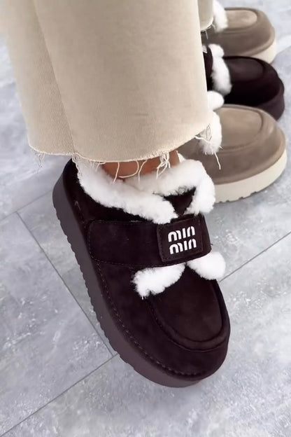 Faux-Fur Trim Platform Moccasin Boots