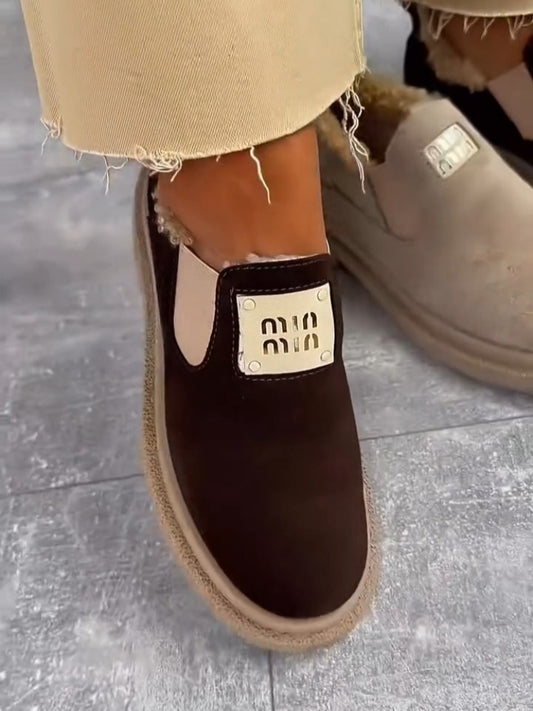 Faux-Fur-Lined Slip-On Moccasin Boots