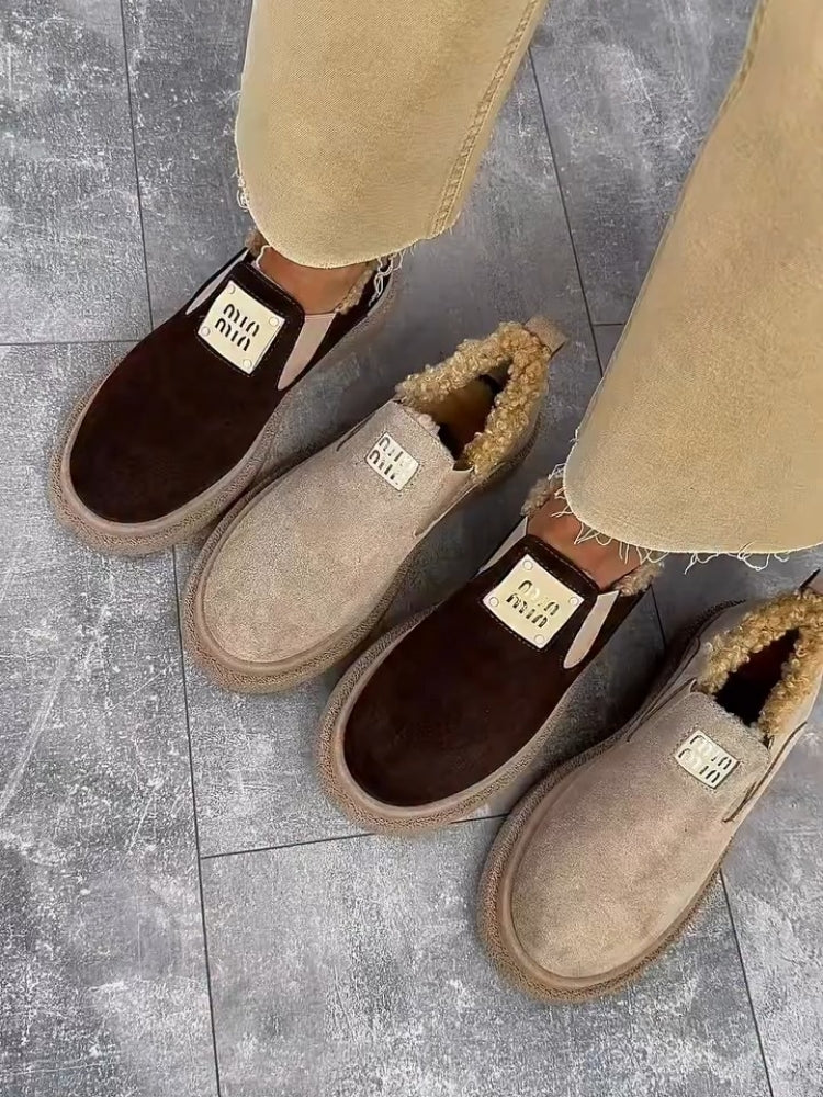 Faux-Fur-Lined Slip-On Moccasin Boots