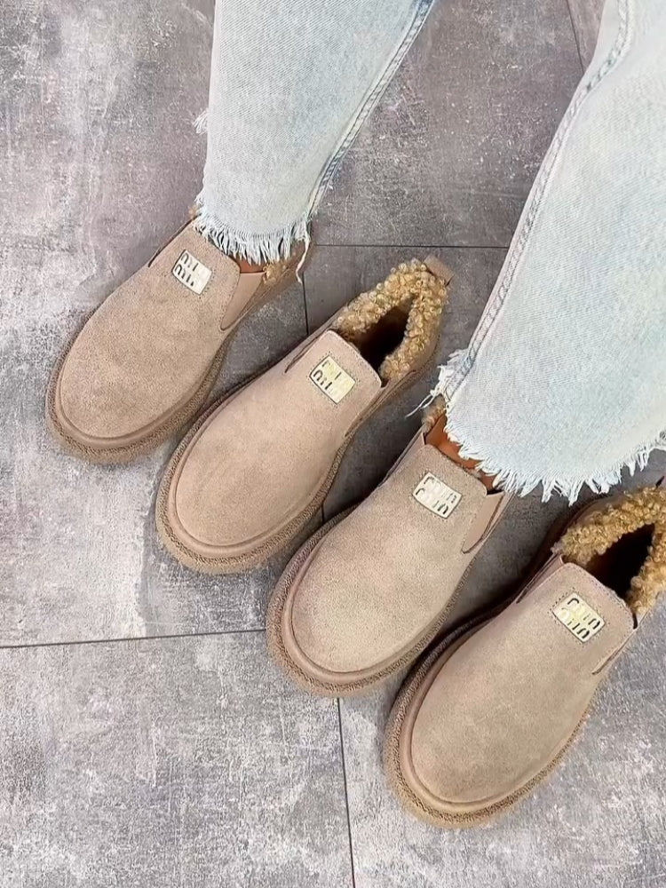Faux-Fur-Lined Slip-On Moccasin Boots