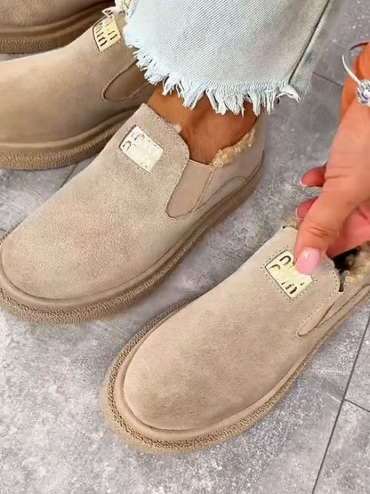 Faux-Fur-Lined Slip-On Moccasin Boots