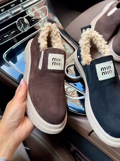 Faux-Fur-Lined Slip-On Moccasin Boots