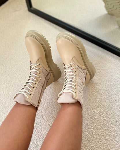 Combat-Style Lace-Up Boots With Chunky Sole