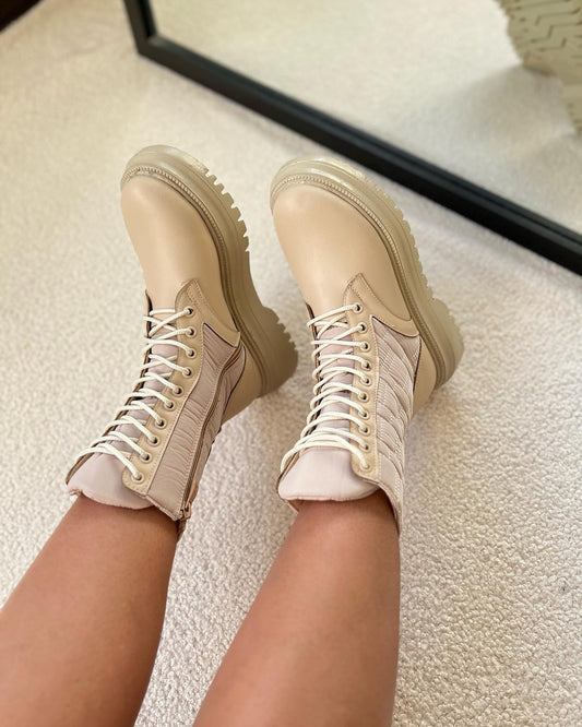 Combat-Style Lace-Up Boots With Chunky Sole