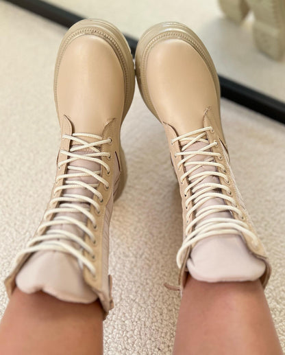 Combat-Style Lace-Up Boots With Chunky Sole