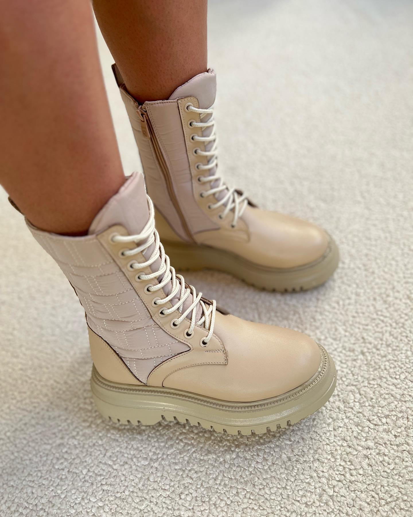 Combat-Style Lace-Up Boots With Chunky Sole