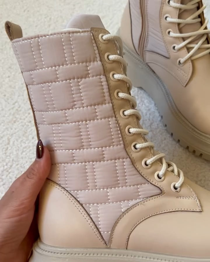 Combat-Style Lace-Up Boots With Chunky Sole