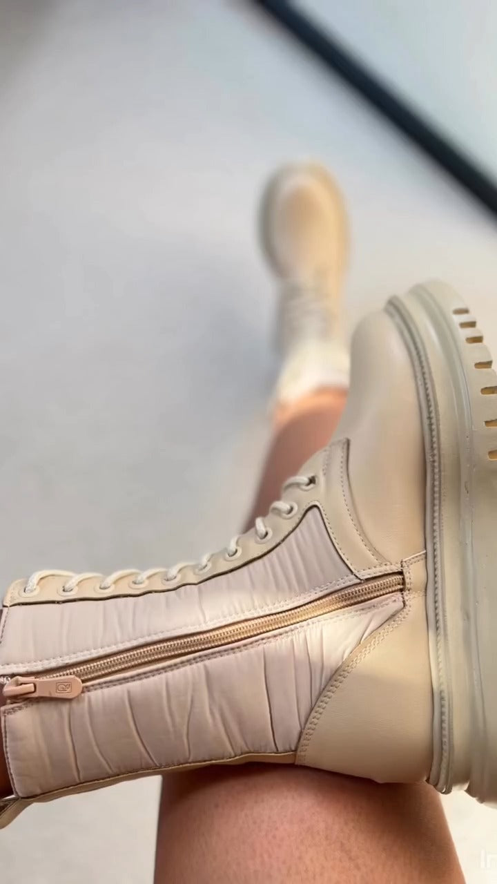 Combat-Style Lace-Up Boots With Chunky Sole