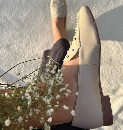 Studded Slip-On Loafers With Crystal Embellishments