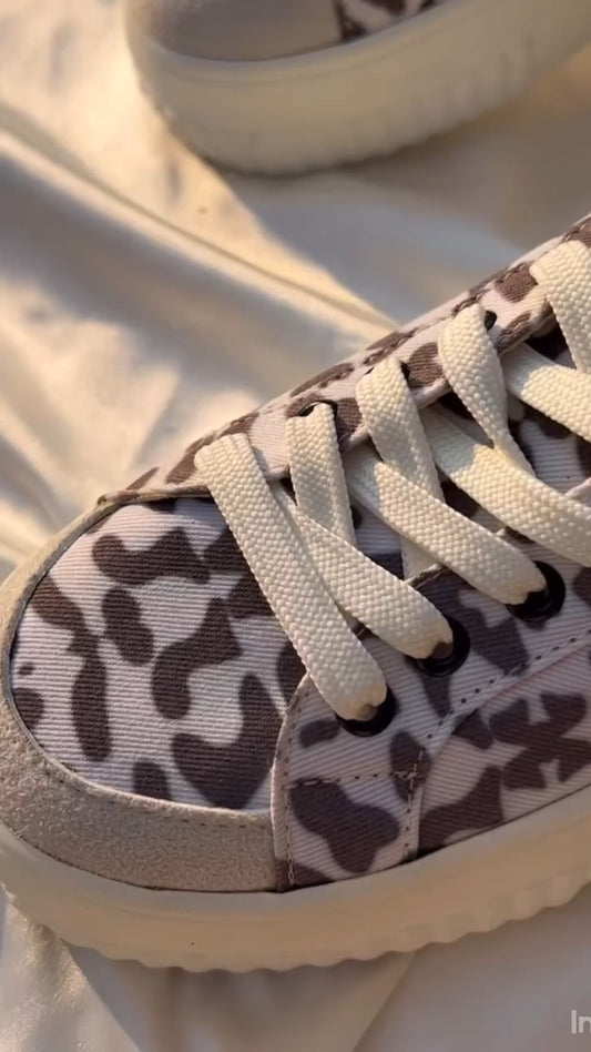 Leopard Print Slip-On Sneakers With White Laces