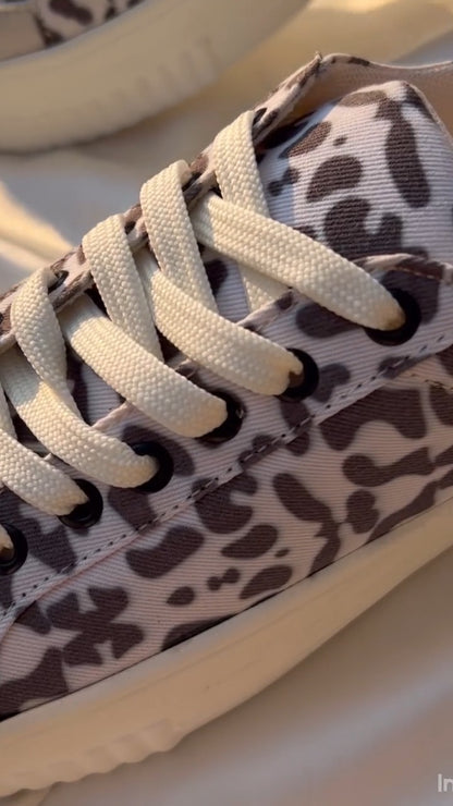 Leopard Print Slip-On Sneakers With White Laces