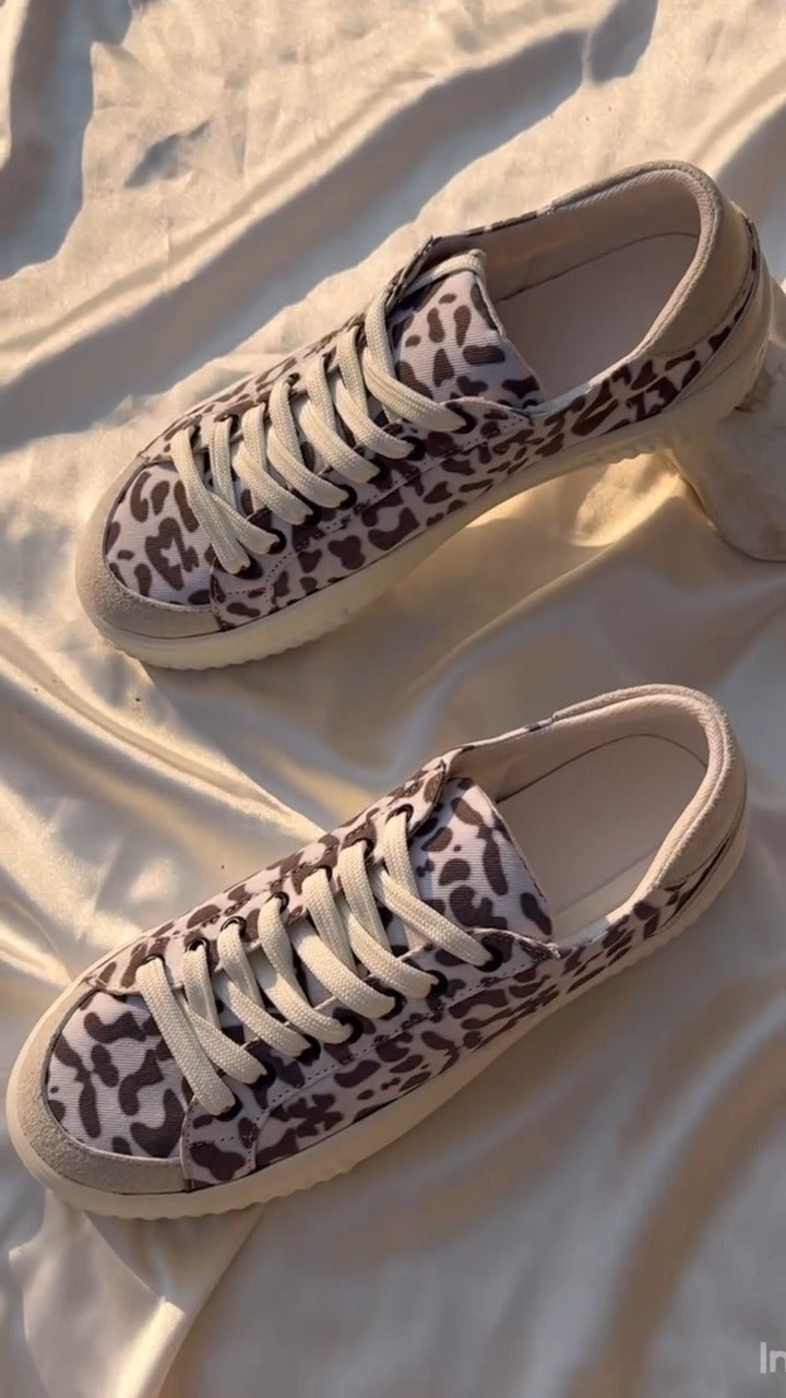 Leopard Print Slip-On Sneakers With White Laces