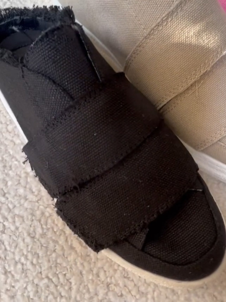 Canvas Slip-On Sneakers With Velcro Straps