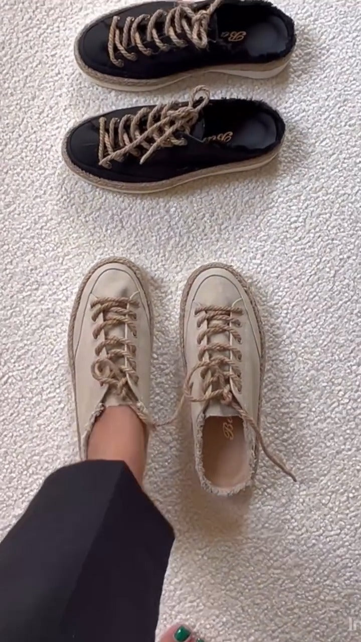 Mixed Neutral Lace-Up Sneakers
