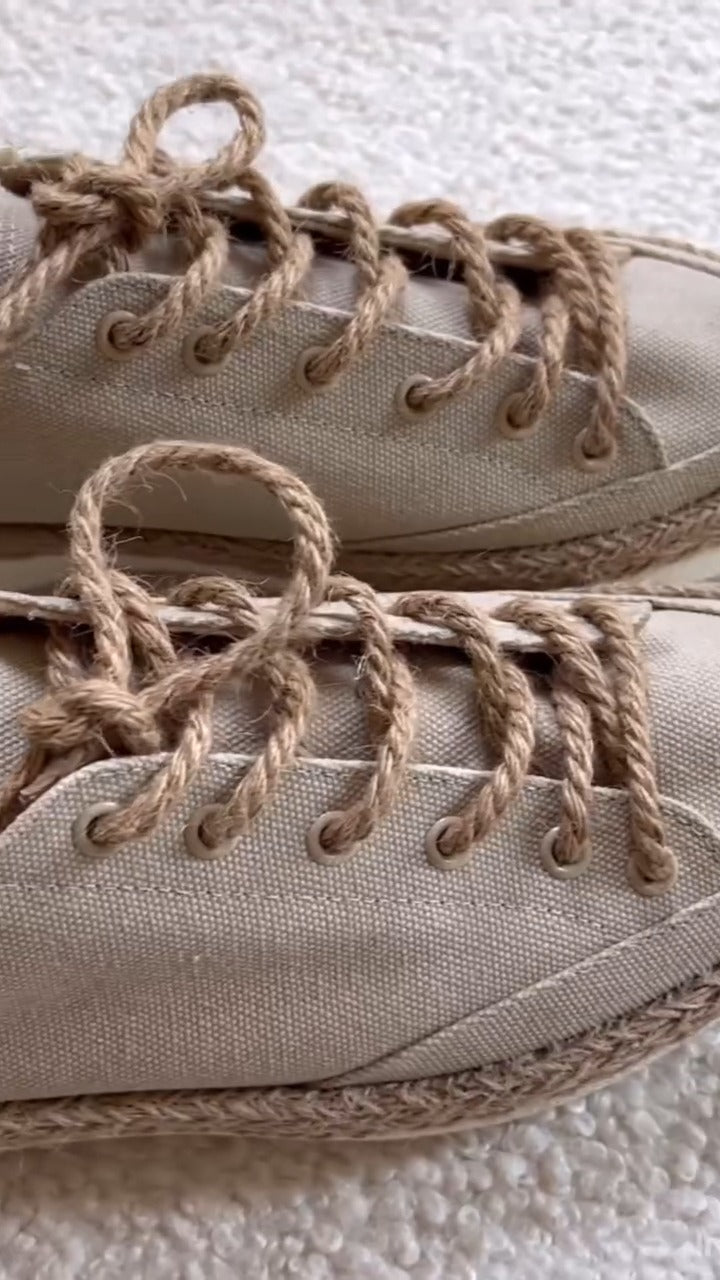 Mixed Neutral Lace-Up Sneakers