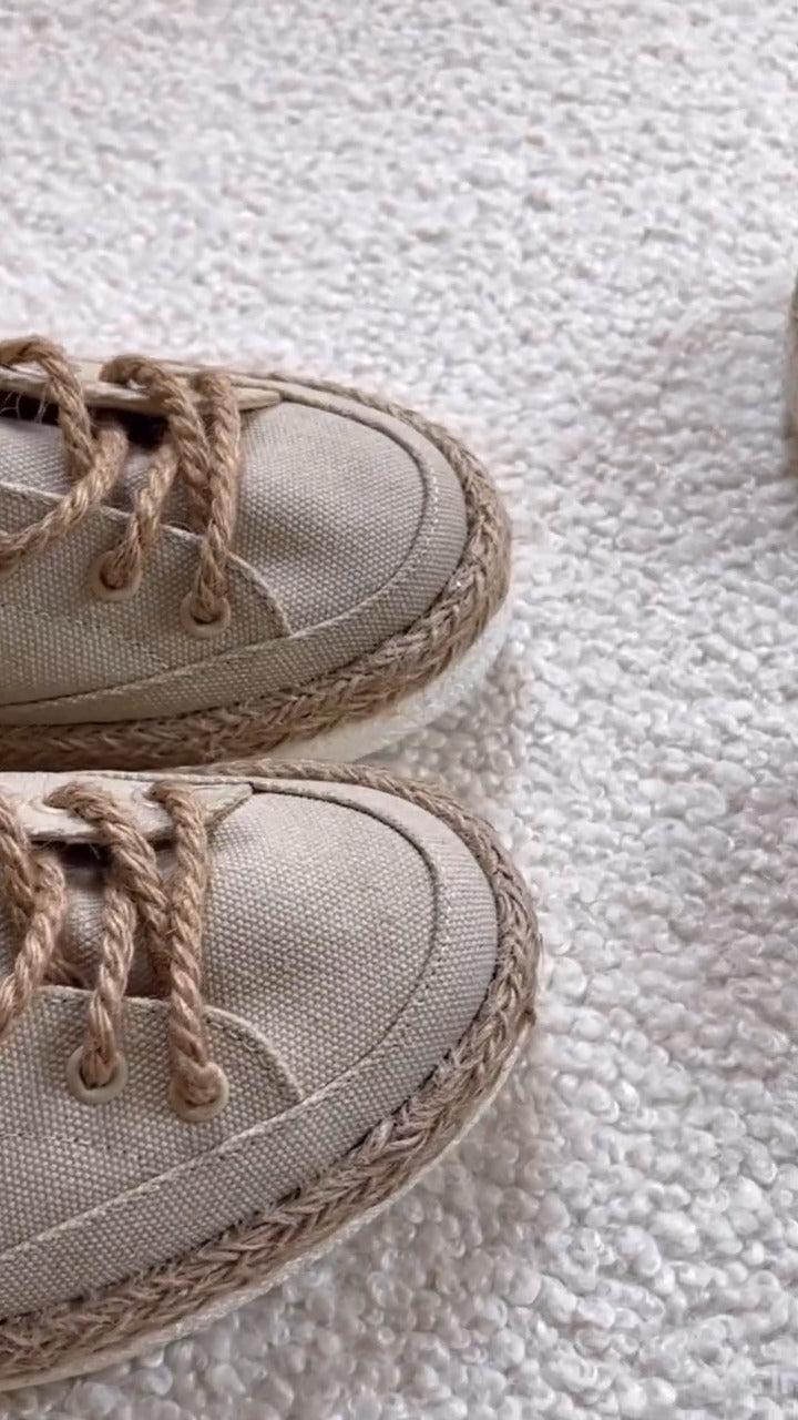 Mixed Neutral Lace-Up Sneakers