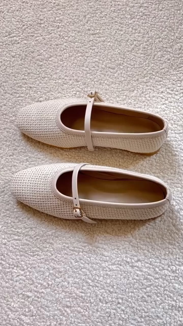Cream Knit Mary Jane Loafers