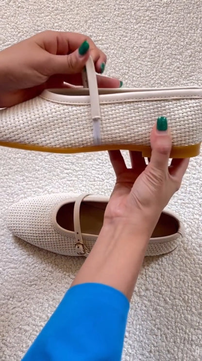 Cream Knit Mary Jane Loafers