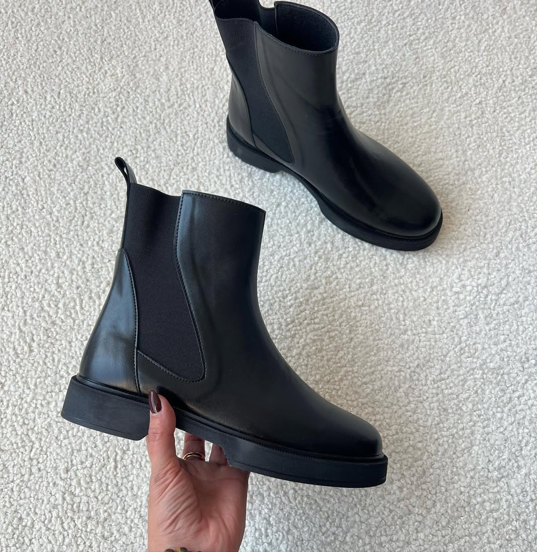 Burgundy Patent Chelsea-Style Boots