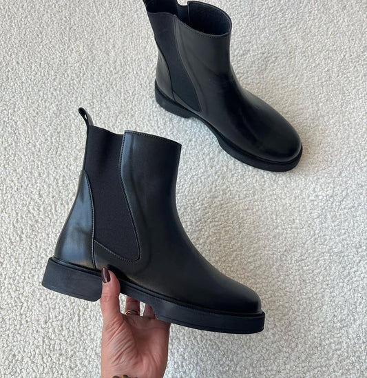 Burgundy Patent Chelsea-Style Boots