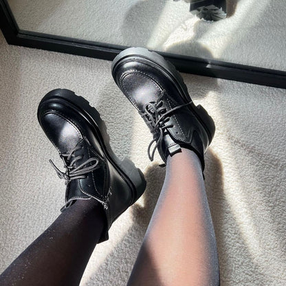 Black Platform Combat Boots With Laces