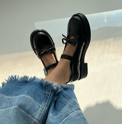 Patent Mary Jane Loafers With Double Straps