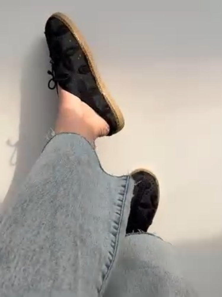 Black Lace-Overlay Ankle Shoes