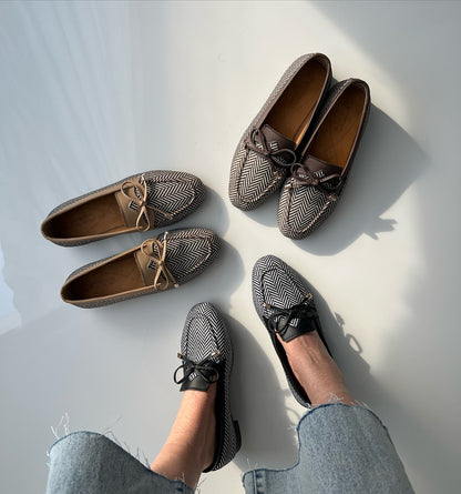 Herringbone Knit Moccasin Flats