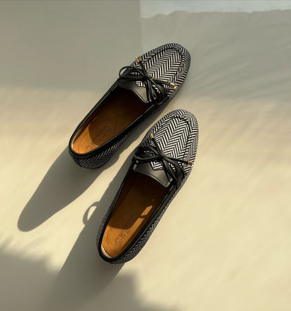 Herringbone Knit Moccasin Flats