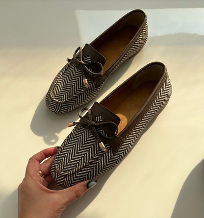 Herringbone Knit Moccasin Flats