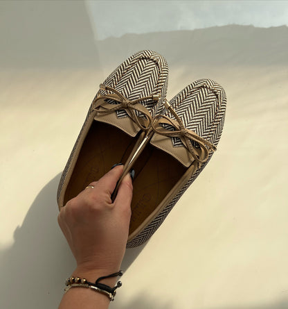 Herringbone Knit Moccasin Flats