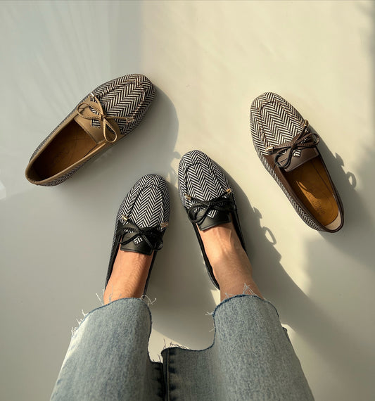 Herringbone Knit Moccasin Flats