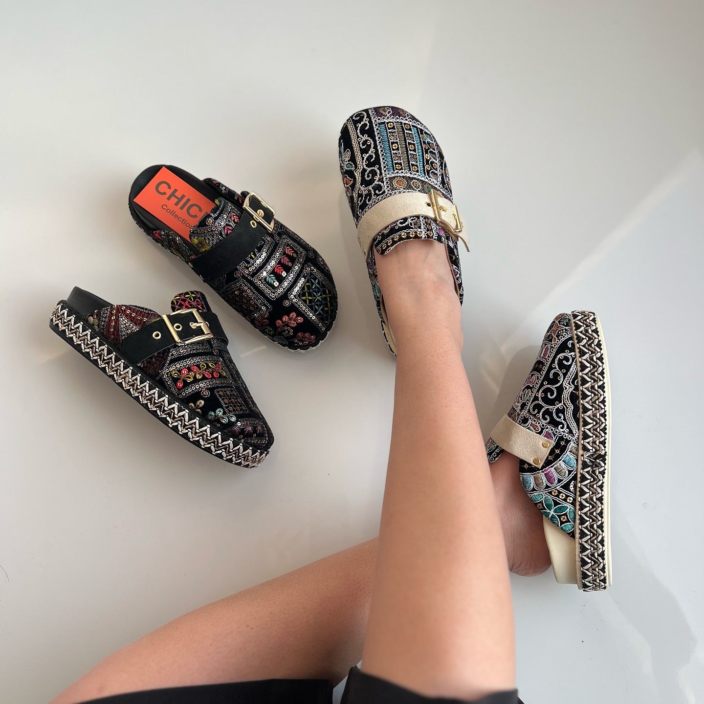 Embroidered Patterned Slip-On Espadrille Loafers