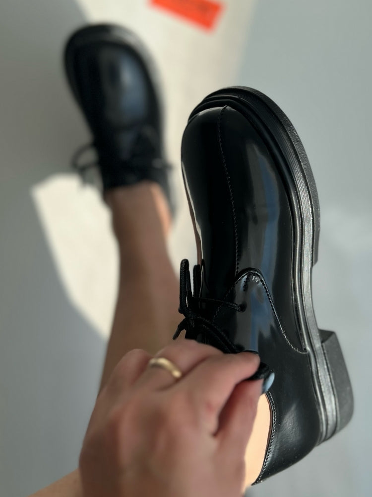 Black Patent-Linish Oxford Shoes