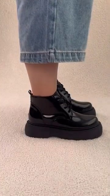 Patent High-ankle Combat Boots